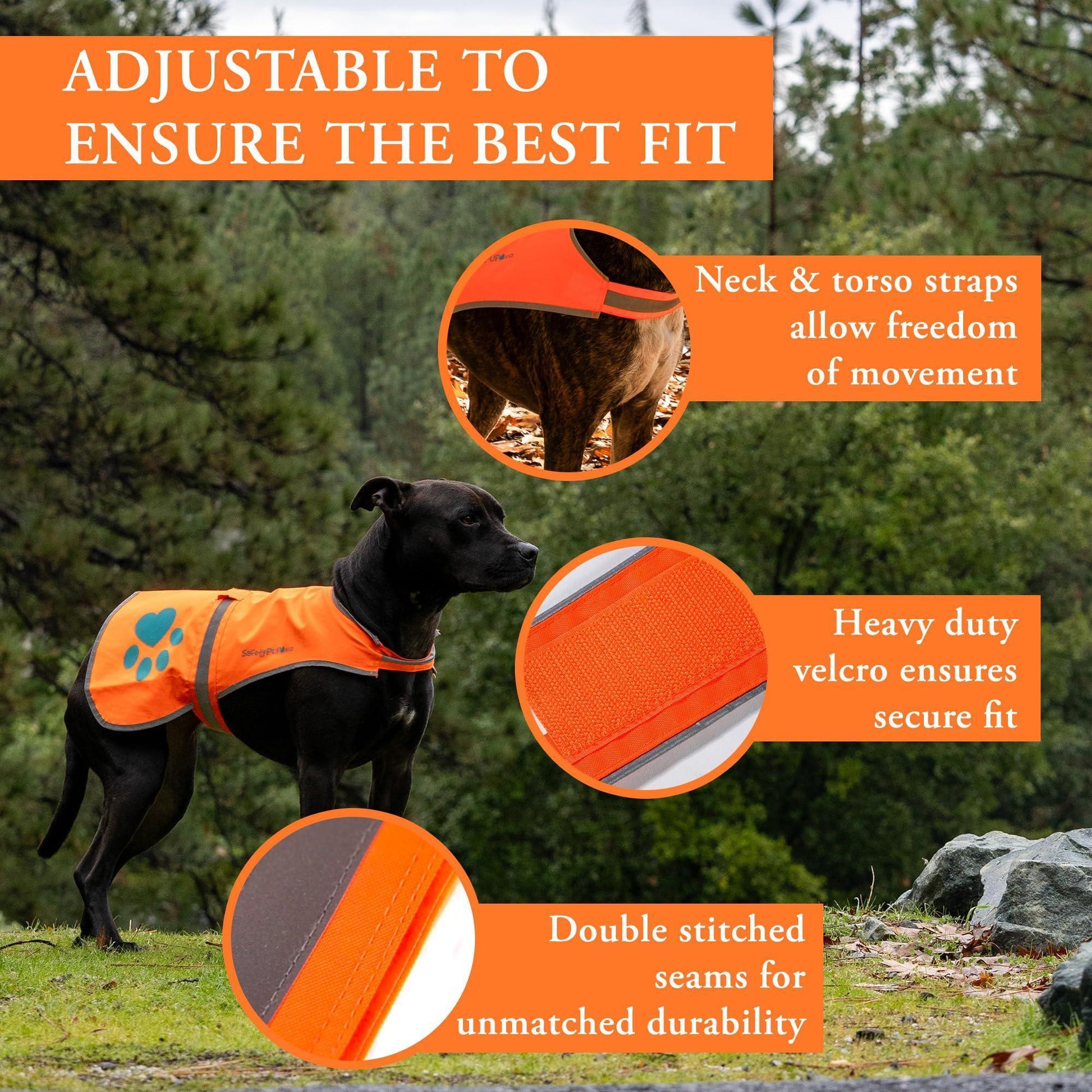 Reflective Dog Vest Chest Size 18.5 in Neck Size 15 in Hi Visibility