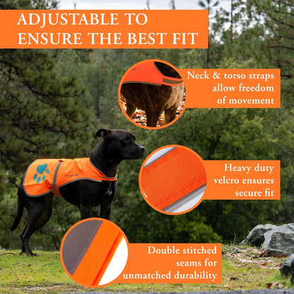 Reflective Dog Vest Chest Size 18.5 in Neck Size 15 in Hi Visibility