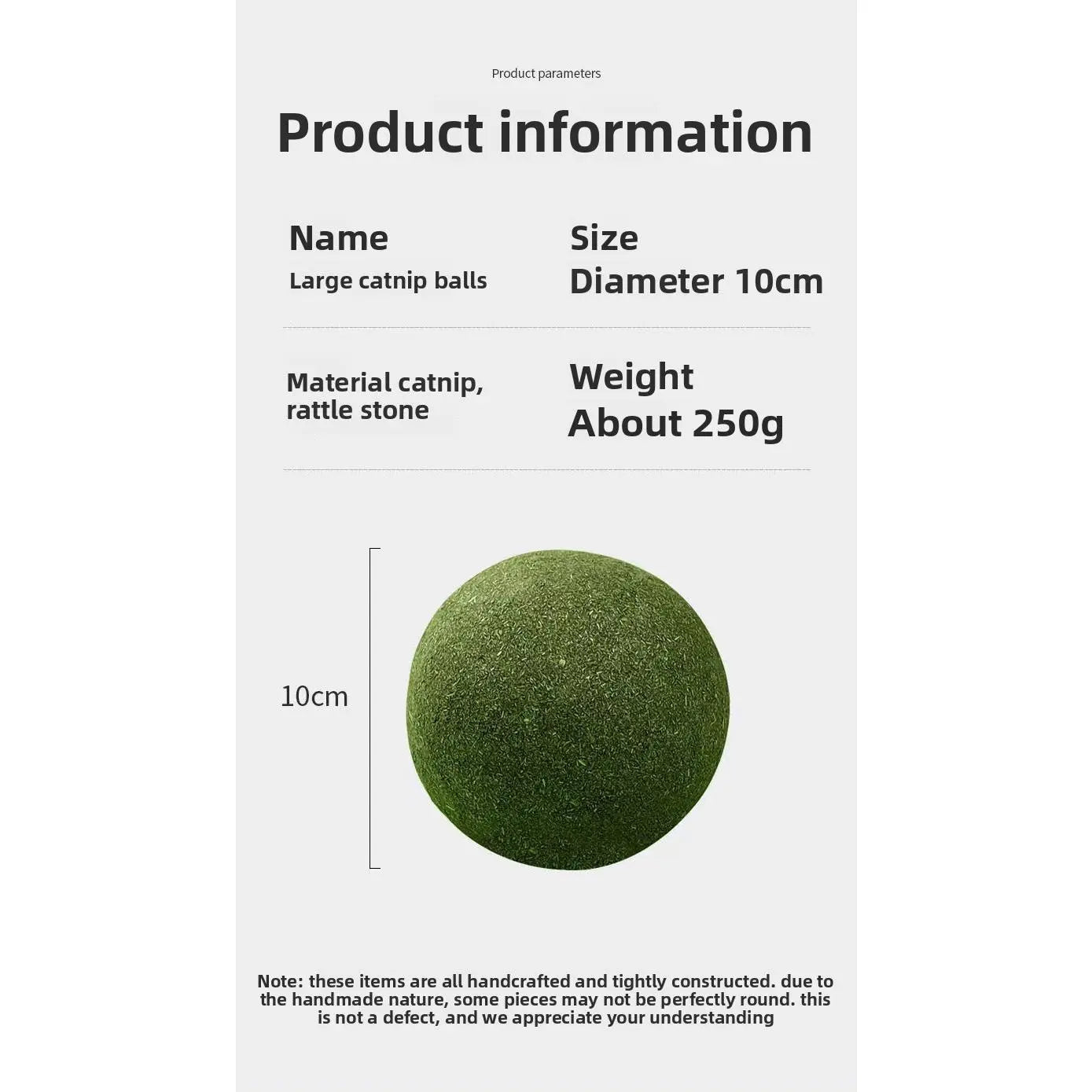 2 Packs 10Cm Large Catnip Ball Self-Entertaining Teething Cat Toy Dental Cleaning Chew Resistant Cat Grass Hairball Remover Interactive Cat Toy