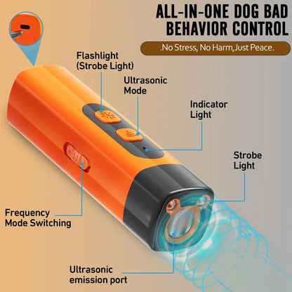 Dog Bark Deterrent,Rechargeable Sonic Dog Repeller,Safe 25Khz Sonic Frequency Transmitter,Anti Bark Device for Dogs,50Ft Range Professional Dog Training Tool,Led Indoor/Outdoor Barking Silencer